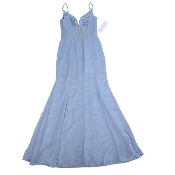 Azazie Ezra NWT size A4 Dusty Blue Dress With Lace Detail Elsa ball gown dress - Picture 6 of 15